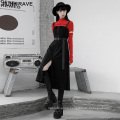 Punk style women dress strap workwear A line sashes black plastic zipper woven dress OPQ-885LQF new wholesale clothing PUNK RAVE